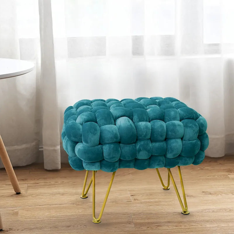 Velvet Pouf Stool 27x20x20