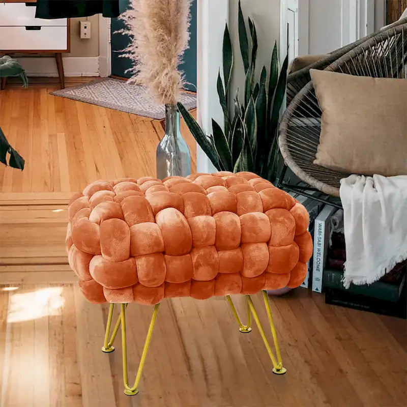 Velvet Pouf Stool 27x20x20