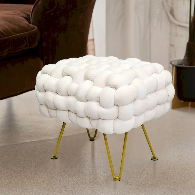 Velvet Pouf Stool 27x20x20