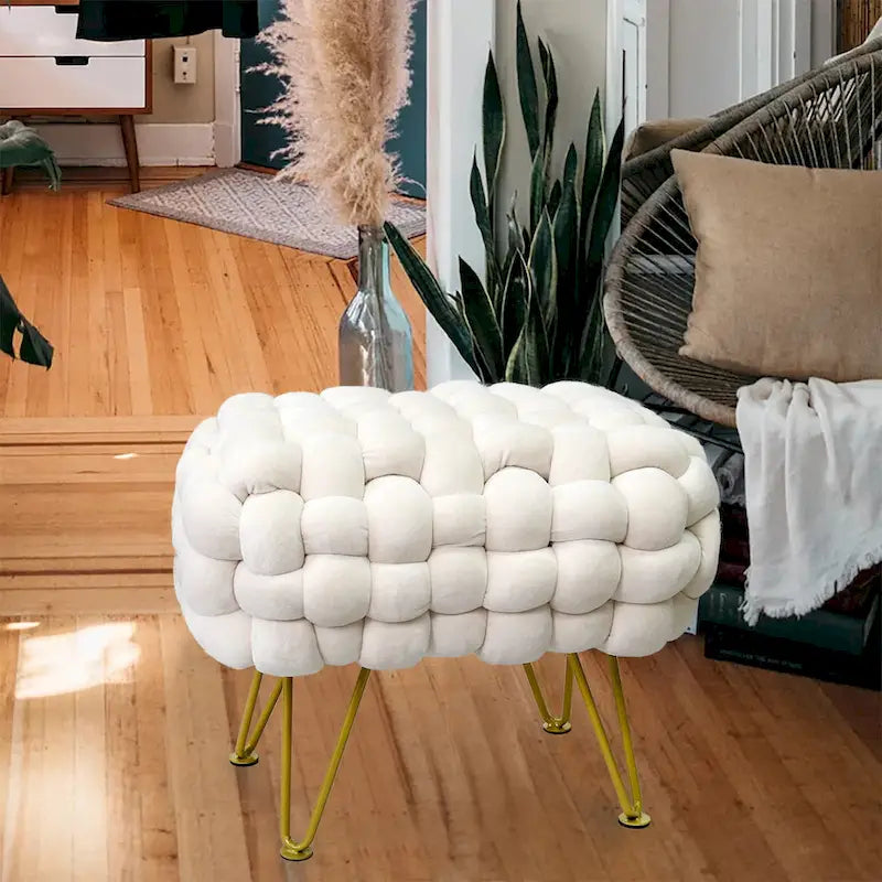 Velvet Pouf Stool 27x20x20