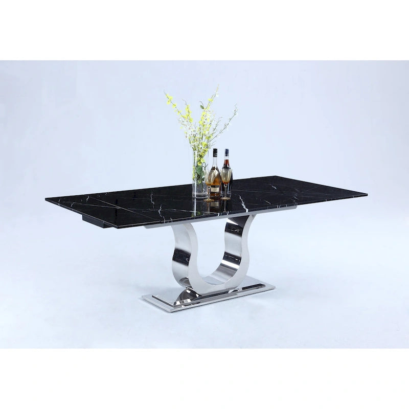 Dining Table with Black Marquina Marble Top