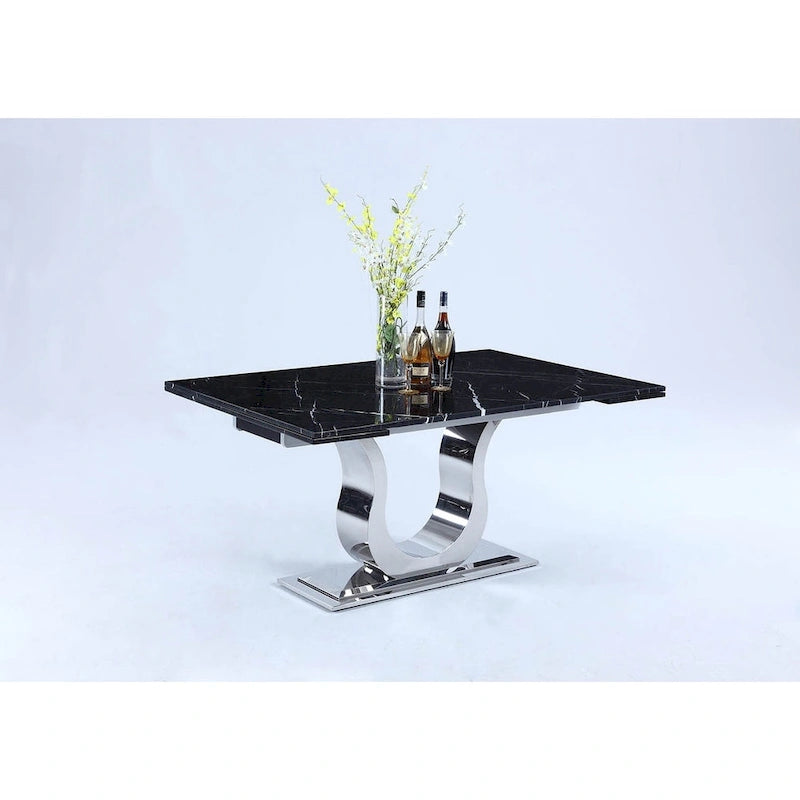 Dining Table with Black Marquina Marble Top