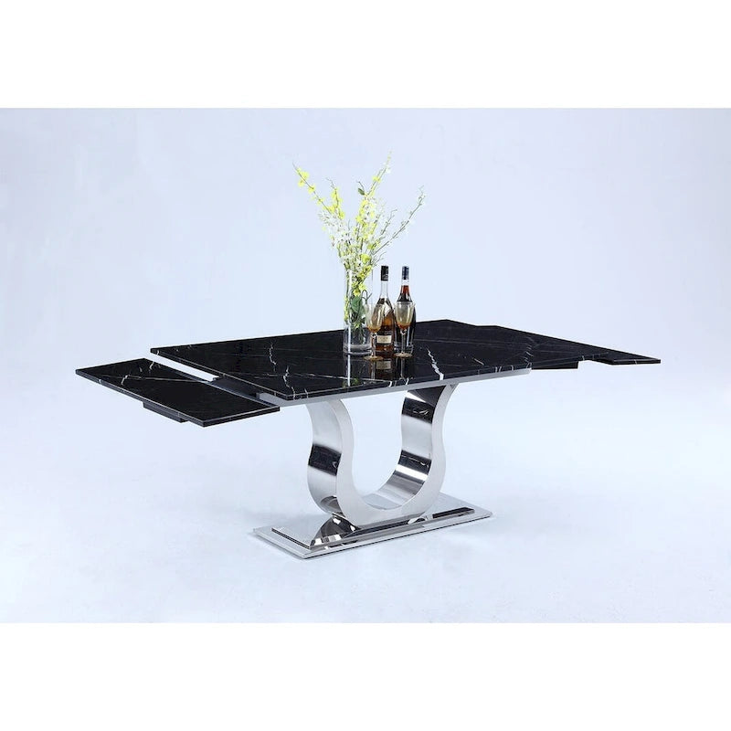 Dining Table with Black Marquina Marble Top