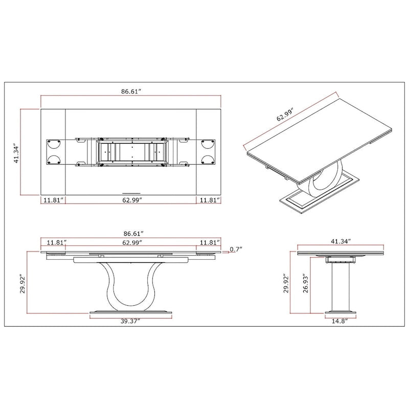 Dining Table with Black Marquina Marble Top