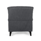 Rubberwood lounge chair, decorated with rivets