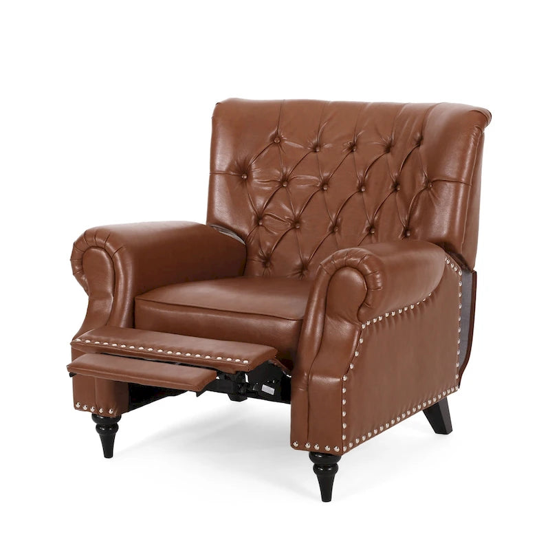 Rubberwood lounge chair, decorated with rivets