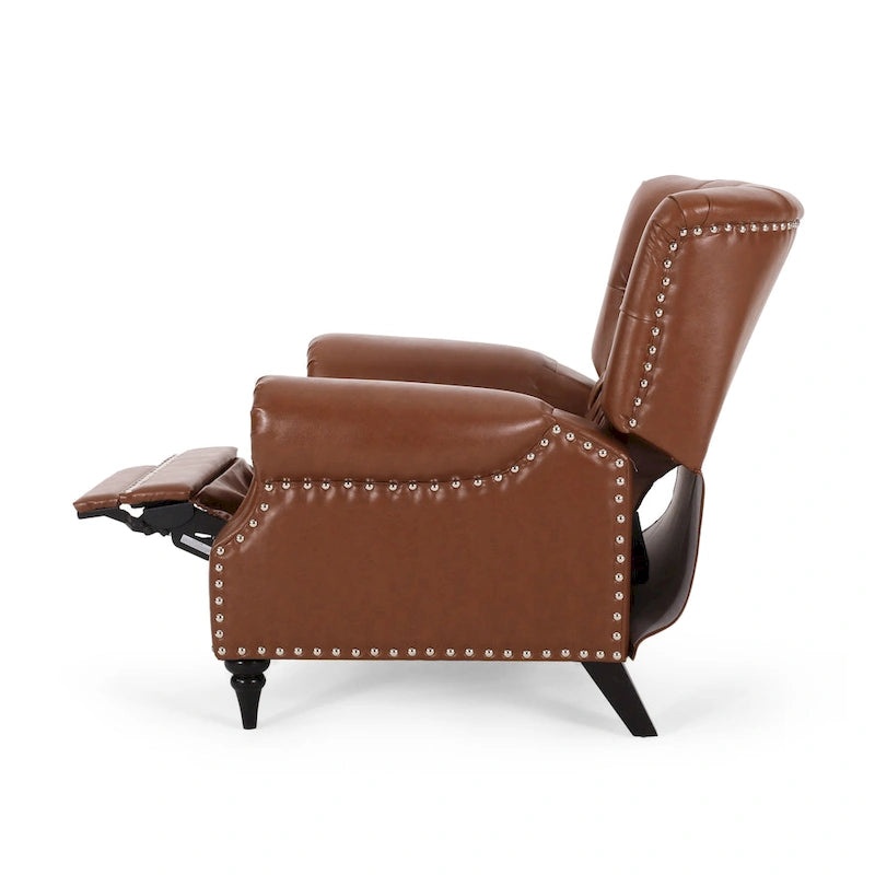 Rubberwood lounge chair, decorated with rivets