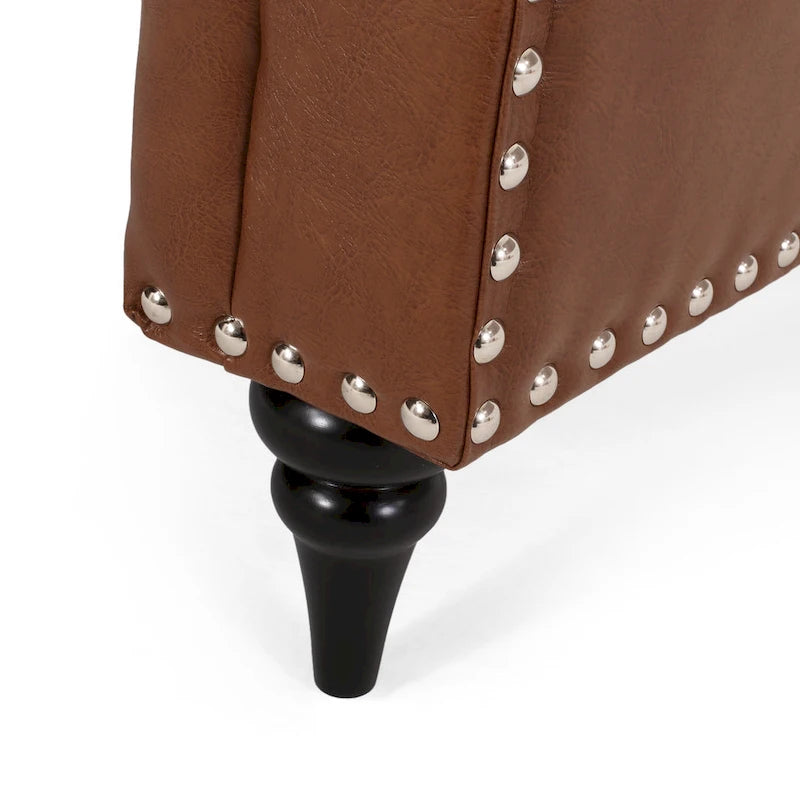 Rubberwood lounge chair, decorated with rivets