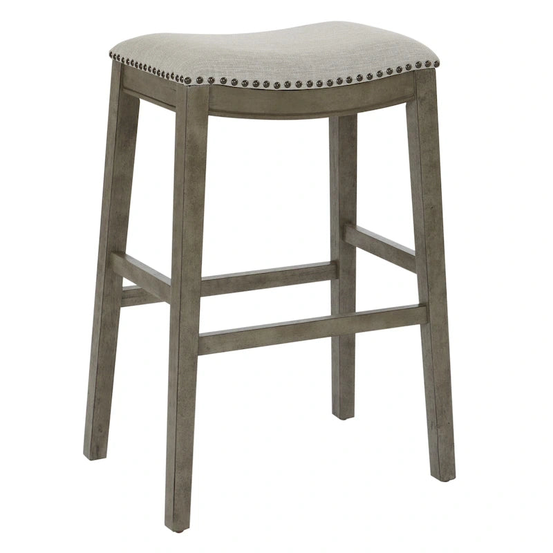 30-Inch Saddle Bar Stool Set of 2 - Beige/Grey/Brown