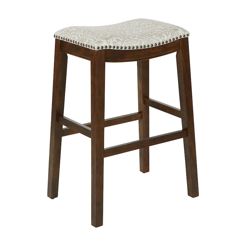 30-Inch Saddle Bar Stool Set of 2 - Beige/Grey/Brown