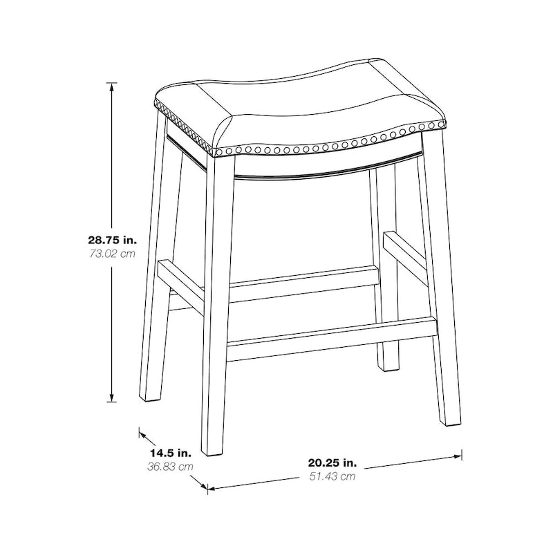 30-Inch Saddle Bar Stool Set of 2 - Beige/Grey/Brown