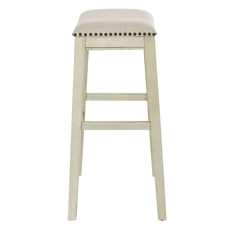 30-Inch Saddle Bar Stool Set of 2 - Beige/Grey/Brown
