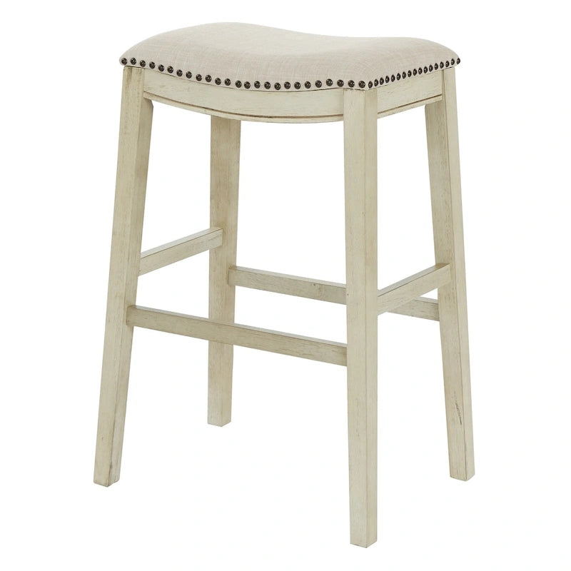 30-Inch Saddle Bar Stool Set of 2 - Beige/Grey/Brown