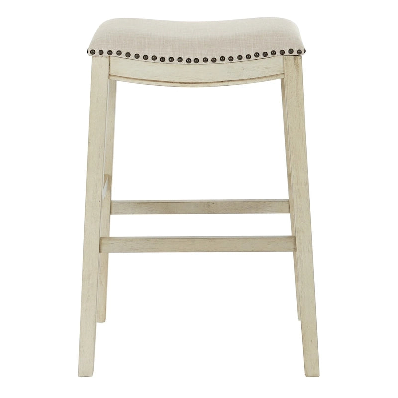 30-Inch Saddle Bar Stool Set of 2 - Beige/Grey/Brown