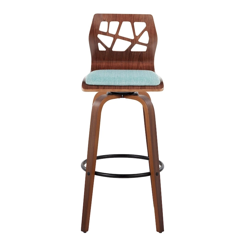 30" Fixed-Height Bar Stool with Bent Wood Legs (Set of 2) - Multiple Colors