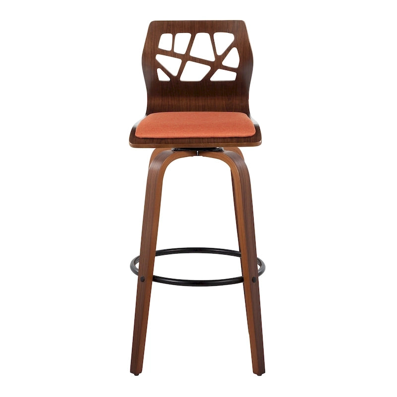 30" Fixed-Height Bar Stool with Bent Wood Legs (Set of 2) - Multiple Colors