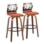 30" Fixed-Height Bar Stool with Bent Wood Legs (Set of 2) - Multiple Colors