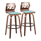 30" Fixed-Height Bar Stool with Bent Wood Legs (Set of 2) - Multiple Colors