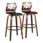 30" Fixed-Height Bar Stool with Bent Wood Legs (Set of 2) - Multiple Colors