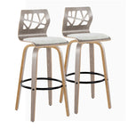 30" Fixed-Height Bar Stool with Bent Wood Legs (Set of 2) - Multiple Colors
