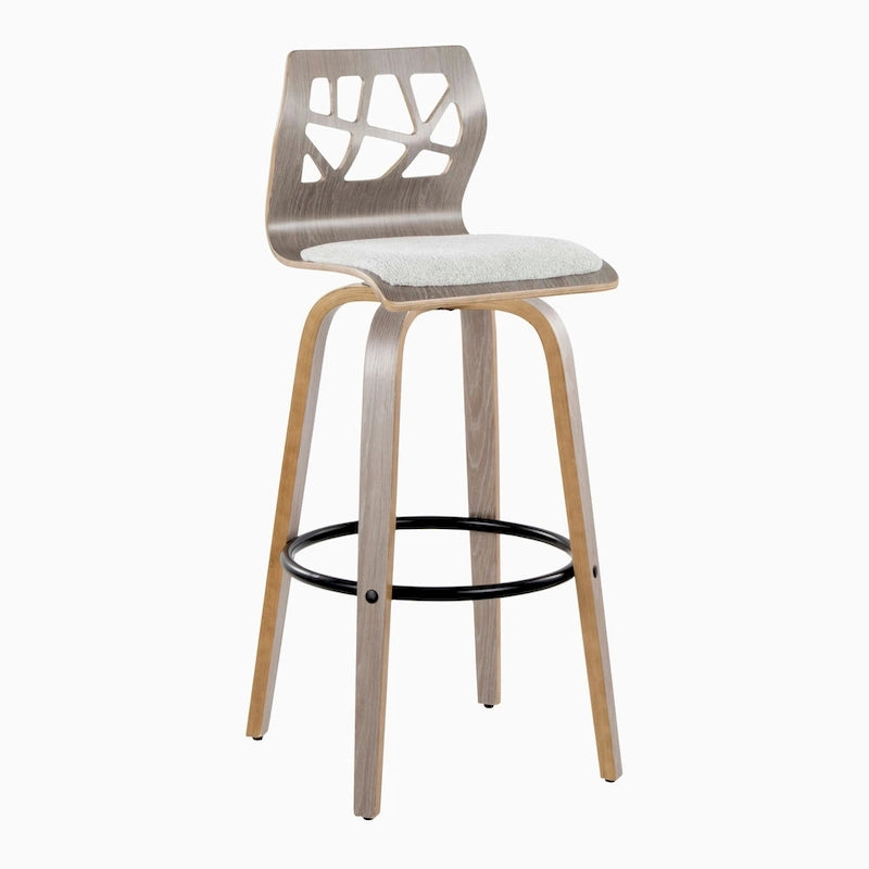 30" Fixed-Height Bar Stool with Bent Wood Legs (Set of 2) - Multiple Colors
