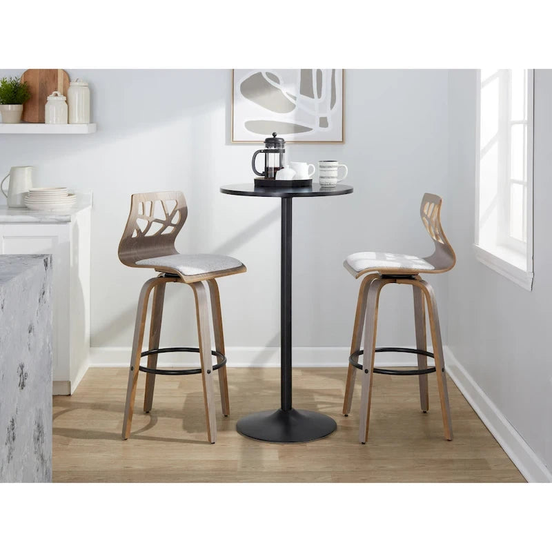 30" Fixed-Height Bar Stool with Bent Wood Legs (Set of 2) - Multiple Colors