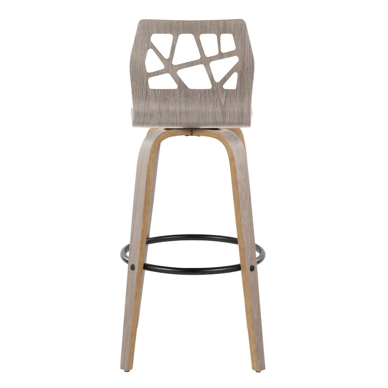 30" Fixed-Height Bar Stool with Bent Wood Legs (Set of 2) - Multiple Colors