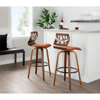 30" Fixed-Height Bar Stool with Bent Wood Legs (Set of 2) - Multiple Colors