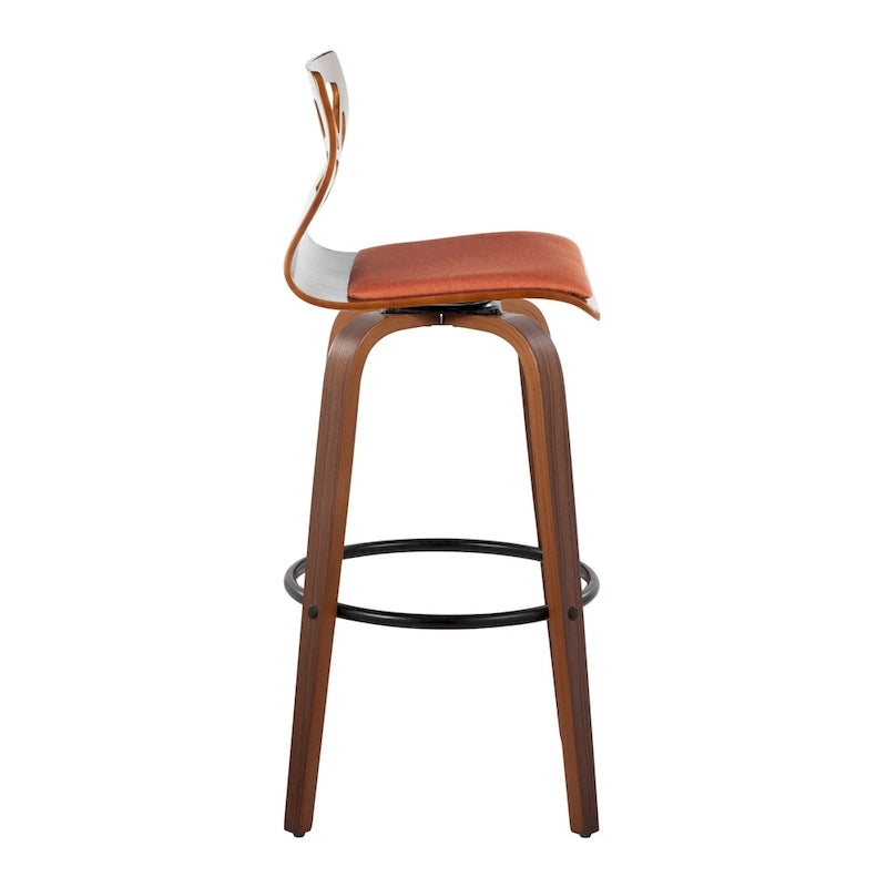 30" Fixed-Height Bar Stool with Bent Wood Legs (Set of 2) - Multiple Colors