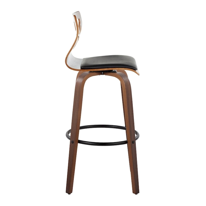 30" Fixed-Height Bar Stool with Bent Wood Legs (Set of 2) - Multiple Colors