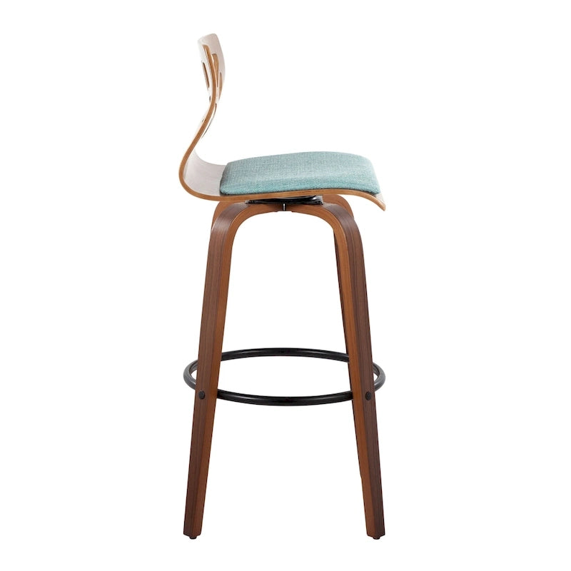 30" Fixed-Height Bar Stool with Bent Wood Legs (Set of 2) - Multiple Colors