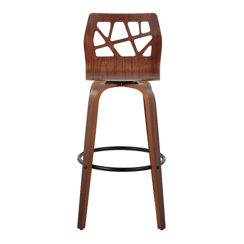 30" Fixed-Height Bar Stool with Bent Wood Legs (Set of 2) - Multiple Colors