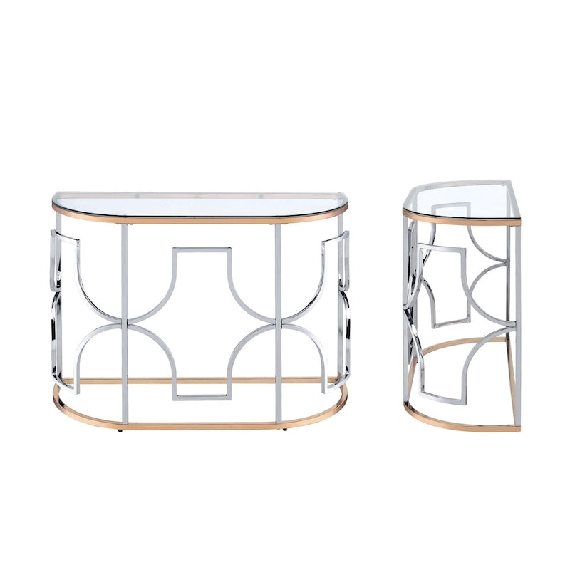 Modern style chrome-plated gold open sofa table