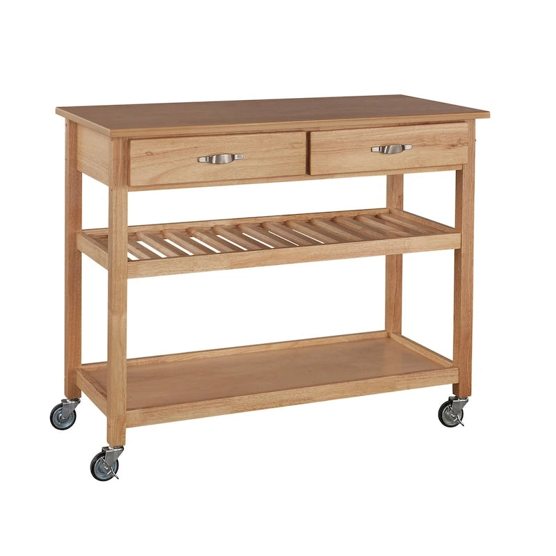 Brown Kitchen Cart with Wood Top - 45' x 21' x 36'