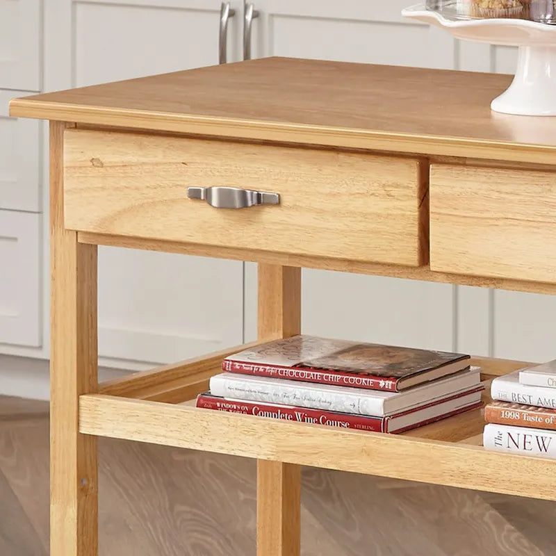 Brown Kitchen Cart with Wood Top - 45' x 21' x 36'