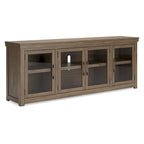 Brown 85" TV Stand with Glass Doors