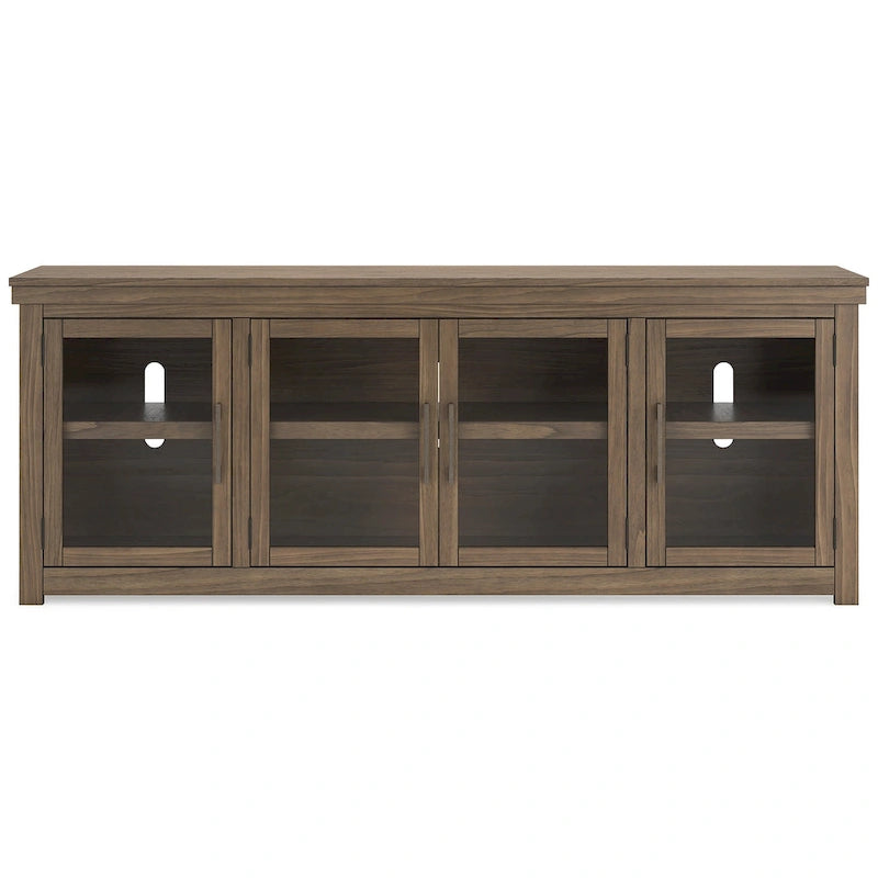Brown 85" TV Stand with Glass Doors