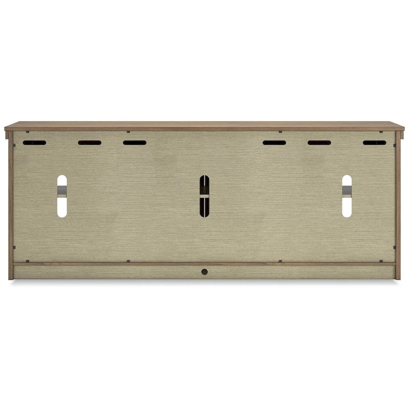 Brown 85" TV Stand with Glass Doors