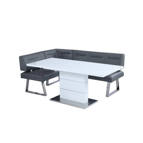 White and Stainless Steel 2-Piece Dining Set