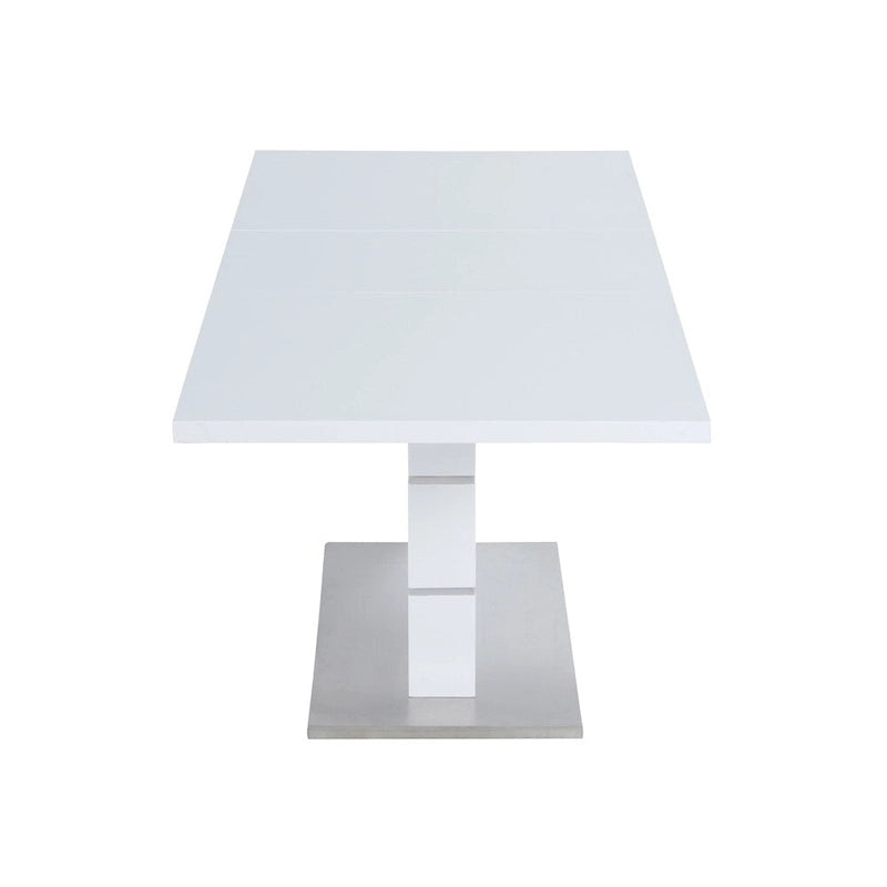 White and Stainless Steel 2-Piece Dining Set