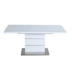 White and Stainless Steel 2-Piece Dining Set