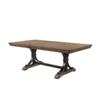 Brown Driftwood Extendable Dining Table with Trestle Base