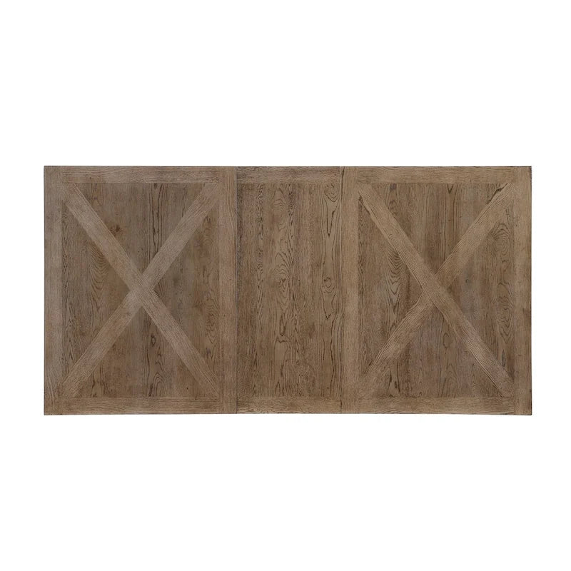 Brown Driftwood Extendable Dining Table with Trestle Base