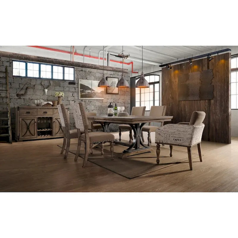 Brown Driftwood Extendable Dining Table with Trestle Base