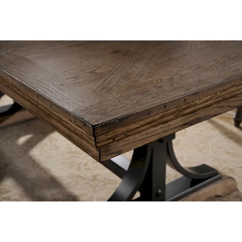 Brown Driftwood Extendable Dining Table with Trestle Base