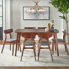Mid-Century Dining Table - Natural/Walnut - Seats 6