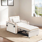 Velvet Convertible Single Sofa Chair Bed With Adjustable Backrest And Storage Pocket