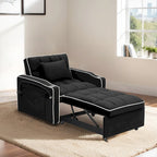 Velvet Convertible Single Sofa Chair Bed With Adjustable Backrest And Storage Pocket