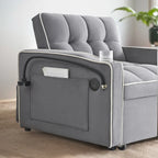 Velvet Convertible Single Sofa Chair Bed With Adjustable Backrest And Storage Pocket