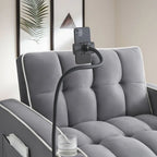 Velvet Convertible Single Sofa Chair Bed With Adjustable Backrest And Storage Pocket